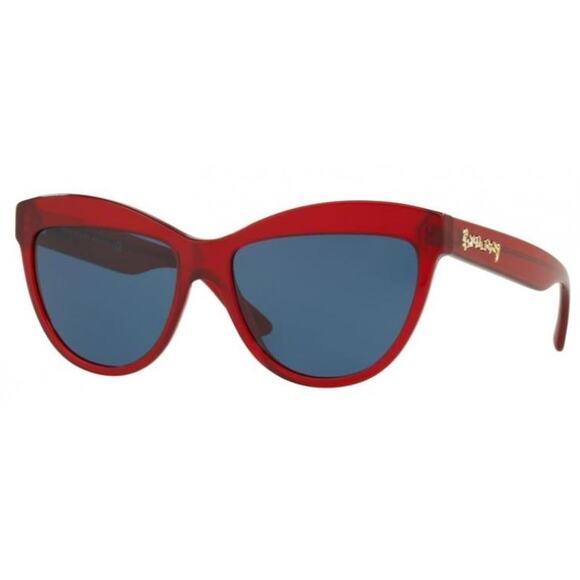 Burberry Red Frame Blue Lens Cat Eye Sunglasses